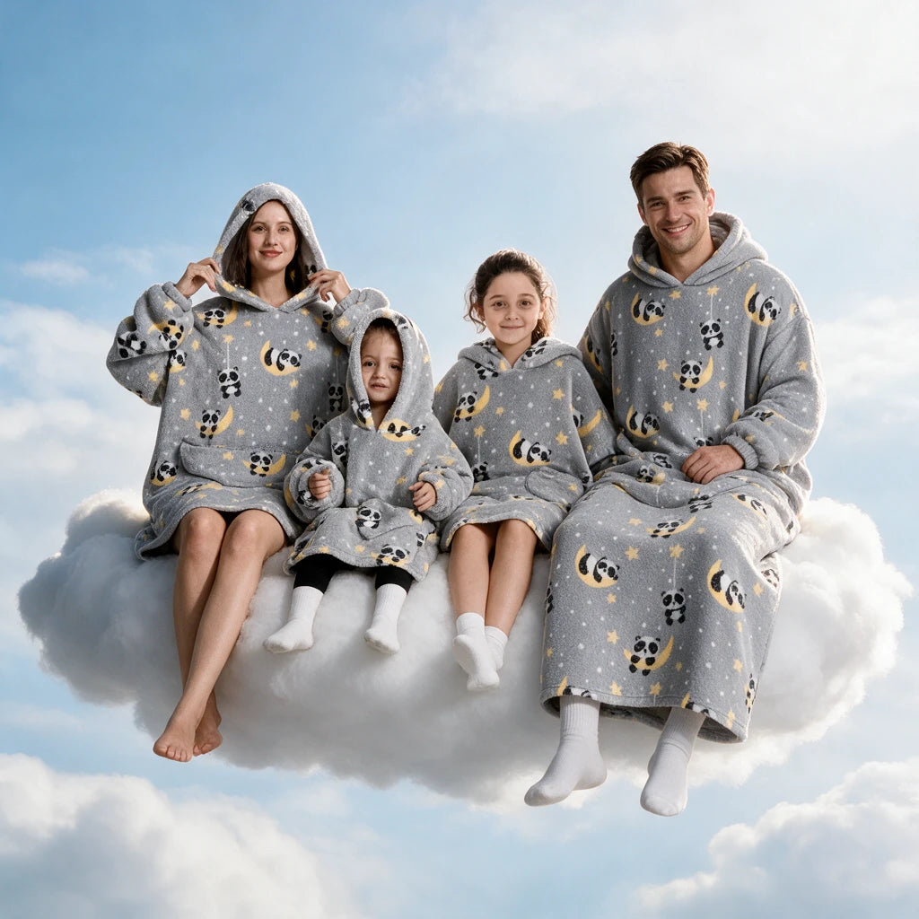 Paccora Cloud Hoodie in Starry Sky, worn by a family in matching sizes